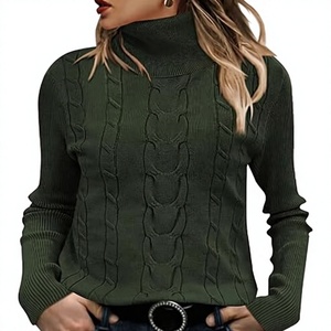 <b>Women</b> <b>Cable</b> <b>Knit</b> Turtleneck <b>Sweater</b> Ribbed High Neck Long Sleeve Pullover Knitwear Casual Winter Jumper Wholesale - Product Image 1