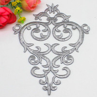 Yk017 gros fer sur broderie fleur doré Guipure dentelle passementerie Applique Patch pour robe de soirée de mariage de mariée indienne