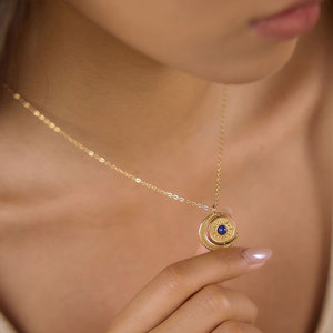 Collar Giratorio de Moda con Colgante de Sol y Luna, Chapado en Oro de 14k y 18k, de Acero Inoxidable 316, Resistente al Agua y al Deslustre, para Mujer - Product Image 3