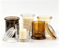 Bocaux à bougies cylindriques en verre transparent personnalisés, créatifs, ambrés, pour bougies d'aromathérapie, décoration intérieure, Noël