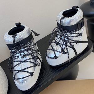 Silvery Fashion Space Wool Upper Autumn Winter Women's Ankle Bootie Thickened Warm Fur Thermal High Quality Snow <b>Boots</b> Shoes - Product Image 5