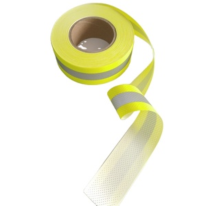 Ruban réfléchissant de sécurité haute visibilité jaune fluo ignifuge, tissu à haute réflexion pour gilets de sécurité, vestes, type à coudre - Product Image 2