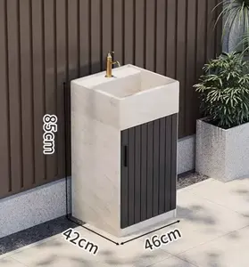 Fregadero de gabinete de baño de esquina moderno Fregaderos de lavado a mano sólidos Lavabo de jardín al aire libre