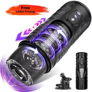 Custom Penis Stimulation 7-Frequency Thrusting Rotating Modes Automatic Male Masturbator Cup Black With Strong Suction Cup Base