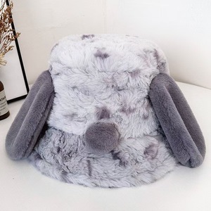 Chapeau de pêcheur en peluche polaire pour femme, motif chiot mignon, chaud et couvrant les oreilles, pour l'automne et l'hiver - Product Image 3