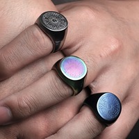 Anillo de Regalo para el Día de San Valentín, Anillos con Brújula para Hombres y Mujeres, Joyería para Parejas, Anillos de Acero Inoxidable con Grabado de Estrella y Brújula