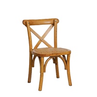 Chaise enfant à dossier croisé en bois massif avec coussin durable pour mariages, événements extérieurs, parcs, restaurants et repas