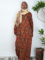 Nouvelle robe en coton à imprimé floral, col chemise, manches longues, boutonnée devant, tenue décontractée pour femmes, vêtements islamiques