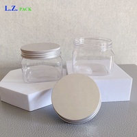 LZ Pack Stock 100 pièces 150 ml 5,3 oz Pots cosmétiques carrés en plastique avec couvercle noir pour gommage corporel, personnalisables avec logo