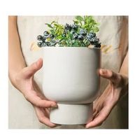 Nouveau design Pots de plantes en céramique de jardin en terre cuite Pot de fleur de bonsaï de bureau extérieur avec plateaux pour la décoration intérieure espace de chambre d'enfant