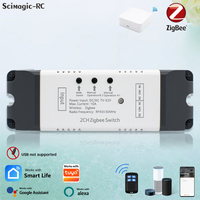 Module de relais récepteur intelligent Scimagic Zigbee 2 canaux 7-32V RF 433MHz pour la domotique