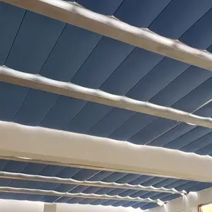 Disesuaikan atap kaca dalam ruangan ditarik listrik gelombang lipat Skylight kanopi tirai