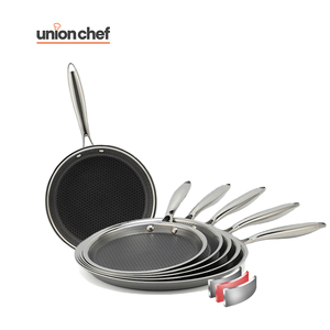 UNION CHEF Juego de utensilios de cocina de 13 piezas, sartenes de acero inoxidable de <span class=keywords><strong>3</strong></span> capas SS304, revestimiento antiadherente de cerámica grabado en forma de panal, PFOA antiadherente - Product Image 2