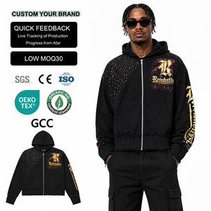 Sudadera con Capucha Negra Extra Grande para Hombre, 460 g/m², Felpa Francesa, Teñida, Diseño Estampado, Ecológica - Product Image 1