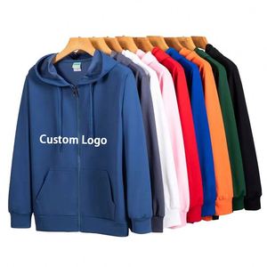 Custom Logo Blank Cotton Streetwear Essentials Hoodie Plus Size Mens Polyester Thick Full Zip up Embroidery Sports Hoodie - Product Image 1