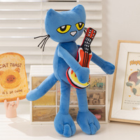 Peluche personnalisée OEM ODM, chat bleu de dessin animé avec guitare, design personnalisé, peluche douce pour enfant, cadeau pour enfant