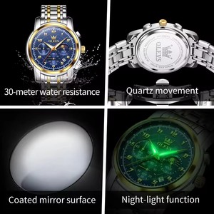   Montre de sport multifonctionnelle pour hommes, montre-bracelet à Quartz avec phases de lune, bracelet en acier, étanche, lumineuse, cadeau pour homme, 2983 - Product Image 5