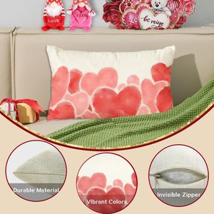 Rabusofa หมอนโซฟารูปหัวใจสีแดงสีน้ำสีขาว12x20นิ้วหมอนโซฟาตกแต่งวันครบรอบแต่งงานวาเลนไทน์ - Product Image 2