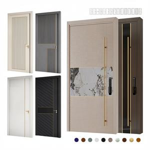 Porte pivotante intelligente extérieure en bois massif de luxe, antivol et sécurisée, pour entrée principale moderne d'appartement, salon ou villa - Product Image 5