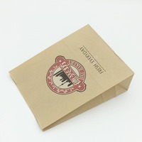 Sac en papier SOS avec logo personnalisé, sacs en papier kraft biodégradables, fond carré, sans poignées, pour aliments et cadeaux