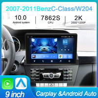 Cadre de lecteur vidéo stéréo de voiture Android de 9 pouces pour Mercedes Benz Classe C W204 Carplay Radio écran GPS 256GB Radio Fascia Frame