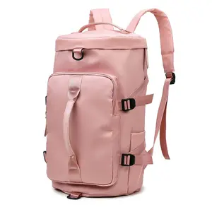 ドライウェットポケットシューズコンパートメントトラベルトートダッフルバッグ付きの新しい防水ピンクスポーツジムバッグ