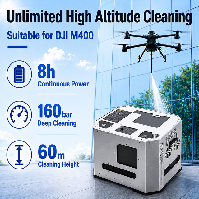 Foxtech T-M400C High Pressure Washing Building Facade Window Tethered Cleaning Drone Cleaning System for DJI Matrice 400 UAV