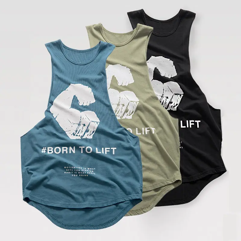 Summer New Exercise Cotton Good Elastic Men's Sportswear Bodybuilding Stringer Vest Workout Sleeveless Gym Men Tank Top