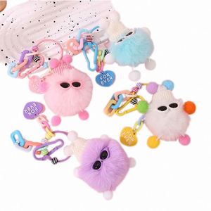 Porte-clés personnalisable en forme de cœur en peluche moelleuse pour sac de fille, vente en gros - Product Image 6