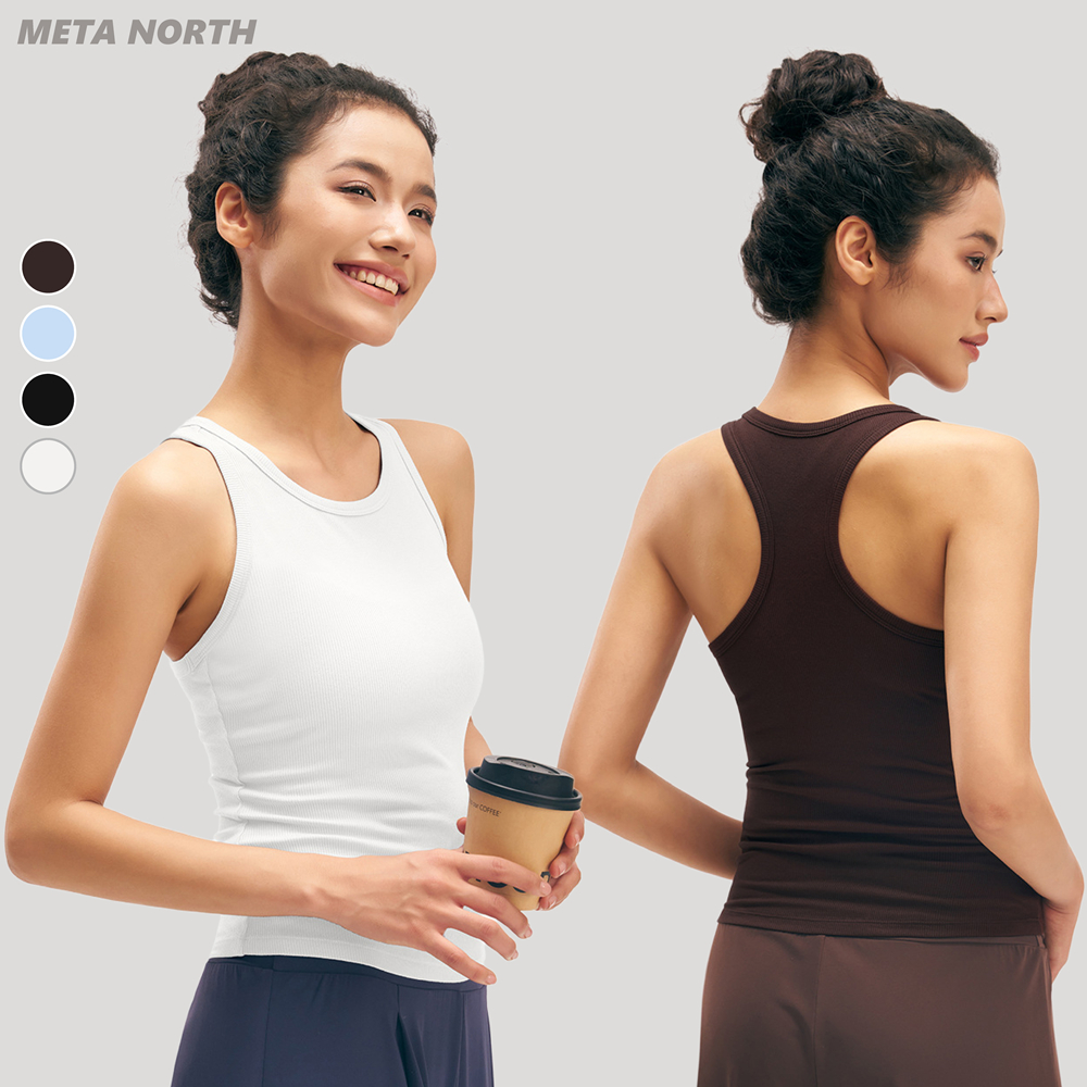 Custom Logo Cotton Rib Raceback Classical Fitness Sports Vest Lightweight Sleeveless Crew Neck Women's Skinny WorkoutTank Top