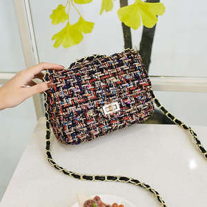 Bolso de Hombro Pequeño de Lana a Cuadros con Cadena de Diamantes, Estilo Fragante, Novedad 2026 - Product Image 2