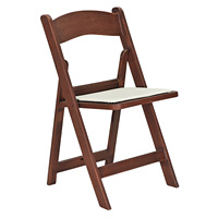 Chaise pliante rembourrée en résine marron foncé avec grain de bois