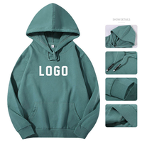 Sudadera con Capucha de Alta Calidad, 300gsm, Gruesa, de Algodón y Spandex, Hombros Caídos, Sin Cordones, Talla Grande para Hombre