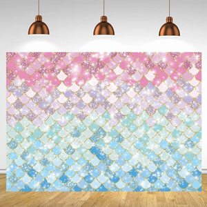Ensemble de fête d'anniversaire sirène, nappe rose à écailles de poisson, décoration de table jetable pour enfants de 2 à 4 ans - Product Image 2