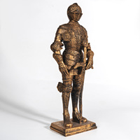 Statue de Chevalier Médiéval Doré Antique Personnalisée avec Épée, Figurine en Résine, Sculpture de Guerrier Européen en Armure pour Décoration Maison et Bureau