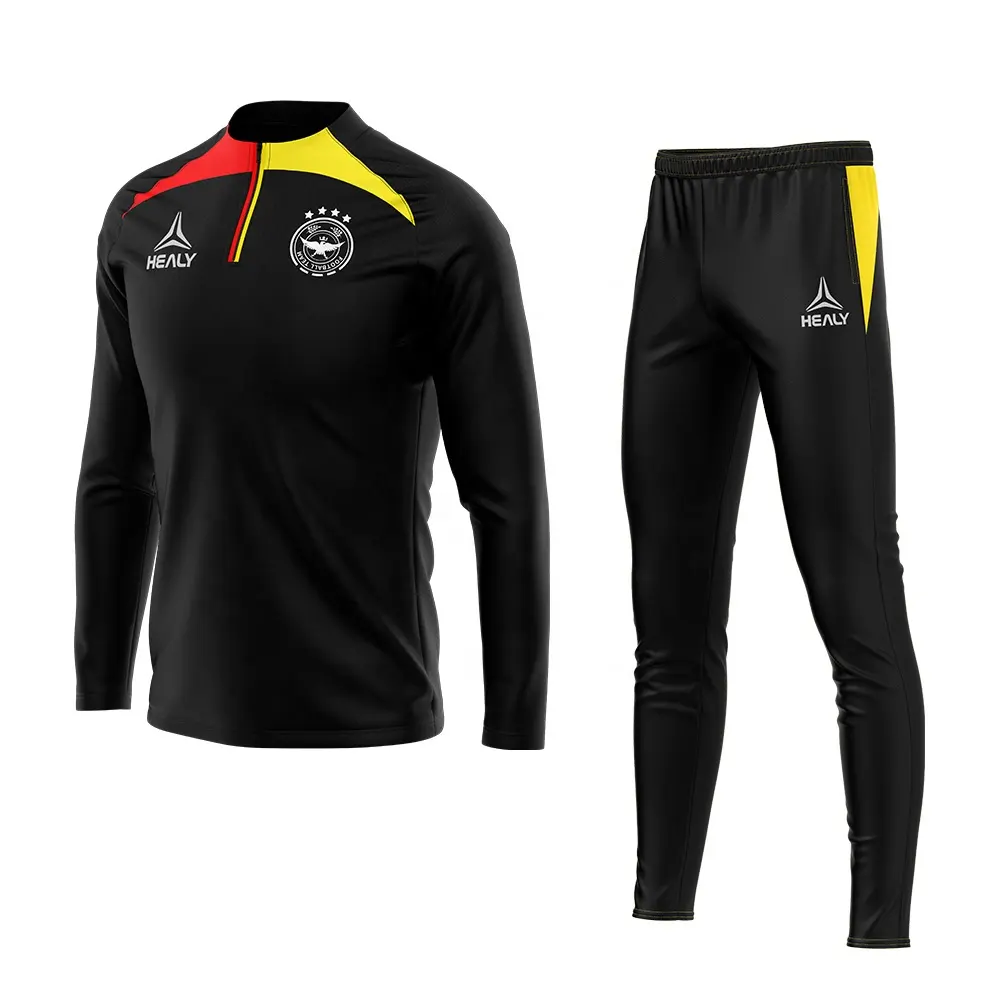 Ensembles de survêtement de Football personnalisés pour hommes, coupe Slim, fermeture éclair, survêtement d'entraînement de Football pour hommes, Jogging