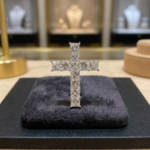 Pendentif en forme de croix Hiphop en argent 925 avec diamant CVD de laboratoire taille princesse 0,70 carat blanc pour homme et femme, idéal pour fiançailles, mariages et soirées - Product Image 6