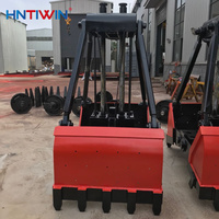 HNTIWIN Grappin hydraulique à quatre cordes en acier inoxydable avec dents de préhension, trous de 3m/5m, capacité de 3m³/5m³, moteur, télécommande sans fil, pour boues et sable
