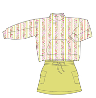 Ensemble deux pièces haut à col montant et jupe trapèze pour filles, imprimé personnalisé de haute qualité, manches longues, avec poches, collection automne