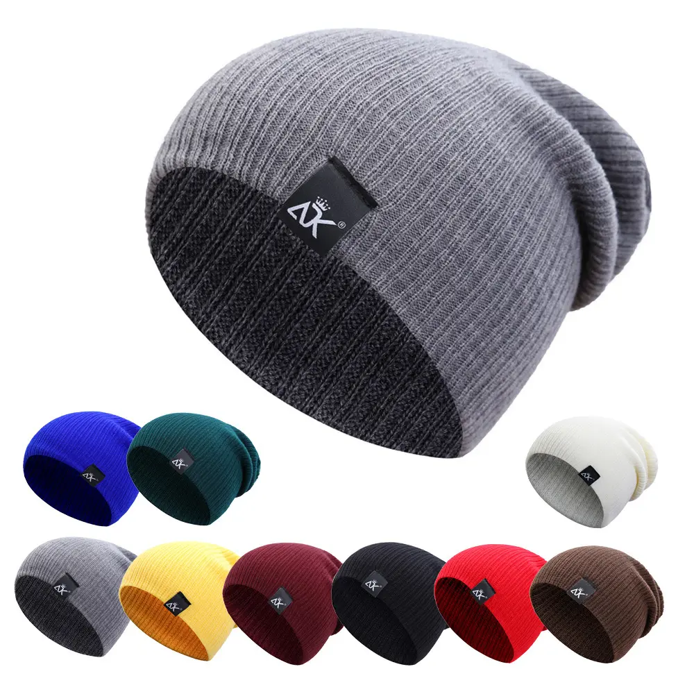 Knitted Beanie Women's Hat Winter Men Skullies Beanies Warm Casual Slouchy Hat Crochet Beanie Hat Female Baggy Cap