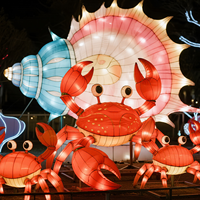 Lanterne de festival à LED, lanterne artisanale non toxique en forme de crabe ermite, lanternes durables en tissu de soie, fournitures pour fêtes et vacances