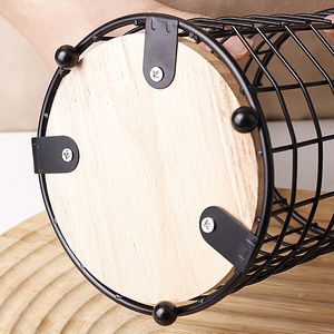 Porte-ustensiles en fil métallique noir pour comptoir de <span class=keywords><strong>cuisine</strong></span> avec base en bois, grand porte-ustensiles de comptoir, panier de rangement pour capsules de café - Product Image 4