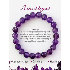 สร้อยข้อมือลูกปัดหินธรรมชาติ AAA ขนาด 8 มม. ยืดหยุ่น หินบำบัด คริสตัล สำหรับผู้หญิงและผู้ชาย - Product Image 4