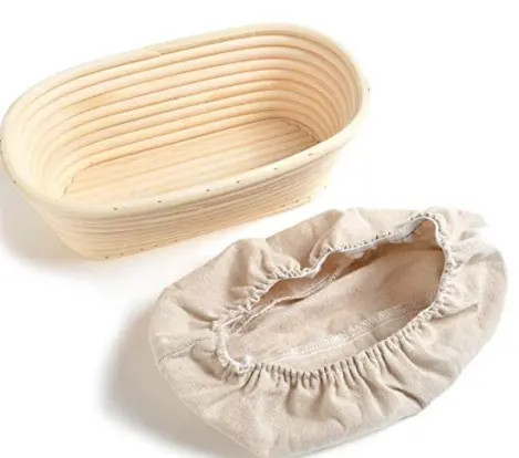 Xh cesta de vime natural artesanal, cesta artesanal para armazenamento de pão com forro, rattan natural, feito à mão