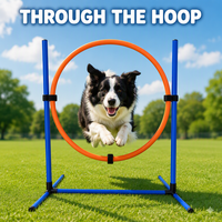 Ensemble d'équipements d'agility pour chiens : Barrières, obstacles, anneaux de saut, poteaux de tressage et aides en PVC, modèle L-85