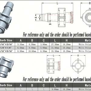 JU Factory PC PP Connecteur de tuyau en plastique grand Luer femelle à raccord cannelé de tuyau Connecteur Luer Lock pour imprimante à jet d'encre - Product Image 6