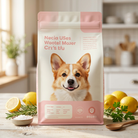 Sachet souple personnalisé en aluminium laminé PE, gaufré, à soufflet latéral, biodégradable, de qualité alimentaire, avec fermeture éclair, pour friandises et snacks pour animaux