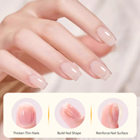 UR SUGAR 15ml Gel de renforcement multifonctionnel transparent 9 en 1, auto-nivelant, base pour strass, colle pour capsules d'ongles pour salon