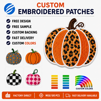 Patchs brodés tendance faits main à thermocoller, motif citrouille d'Halloween, pour enfants, petits badges en tissu denim pour chapeaux, sacs, sweats à capuche, type PVC