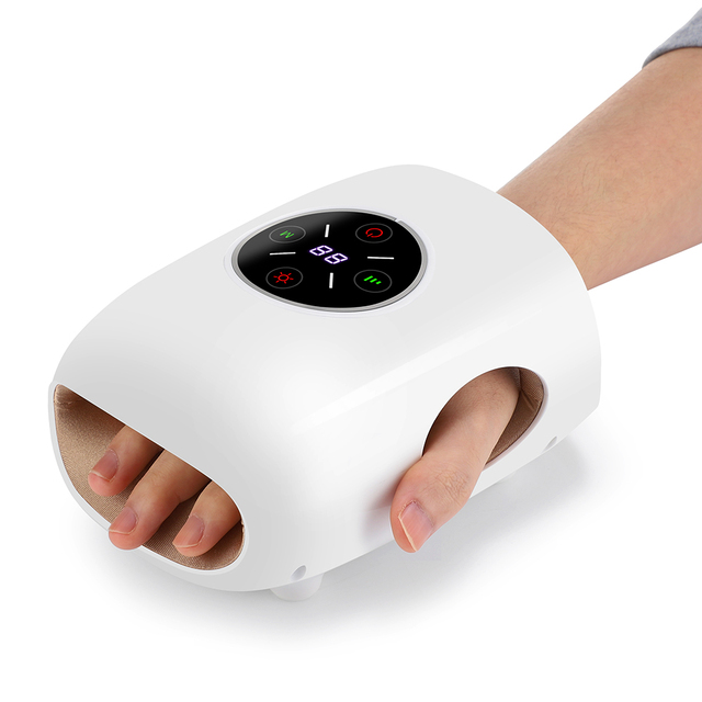 Cordless Electric Hot Compress Hand Massager Machine with Air Pressure and Heat Portable Palm Massager